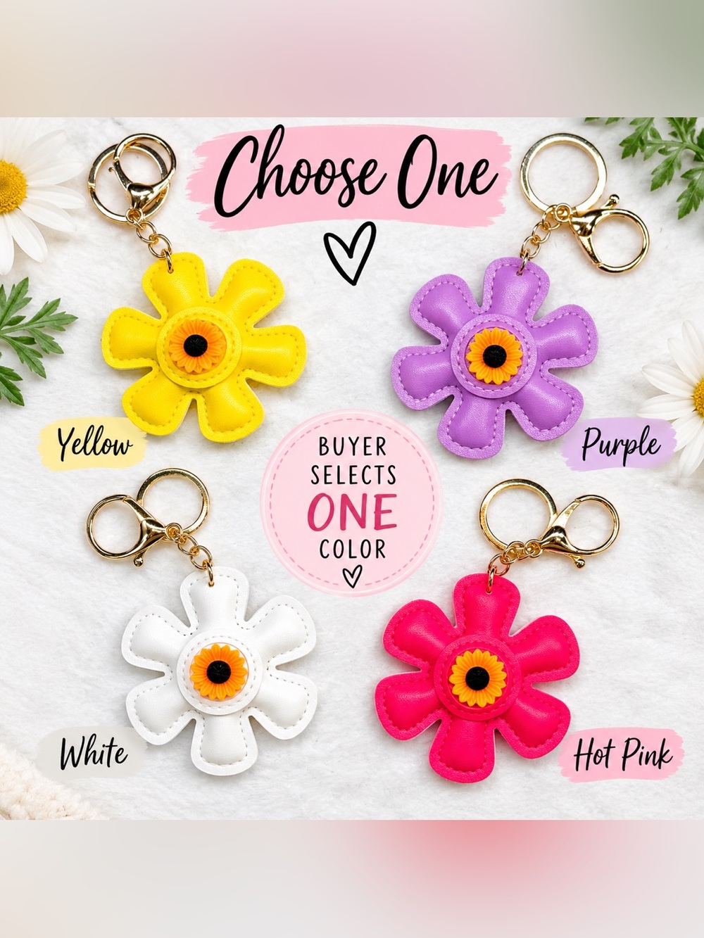 Flower Keychain Bag Charm – Pick One Color